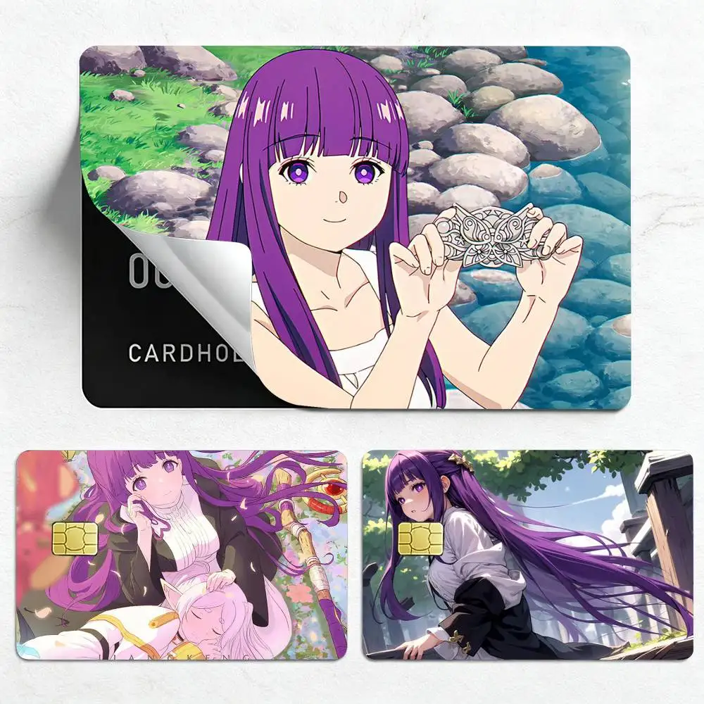 Anime F-Frieren Fern  Credit Card HD Stickers Small Chip Waterproof Sticker Game Card Decal Gift