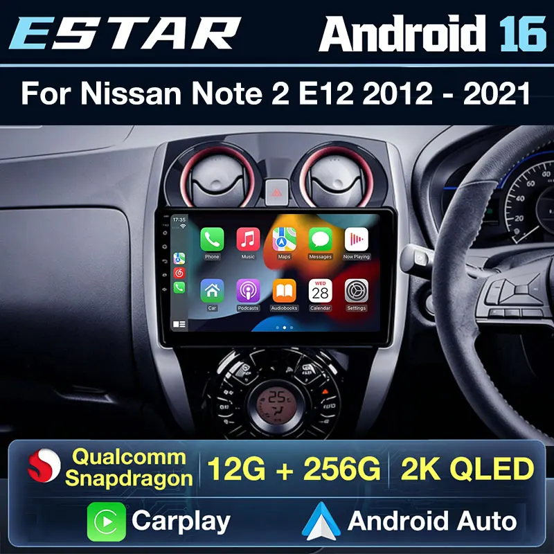 Wireless Carplay Android 16 For Nissan Note 2 E12 2012 - 2021 Car Radio DSP GPS WIFI Video Player QLED Stereo 360 Camera RDS BT