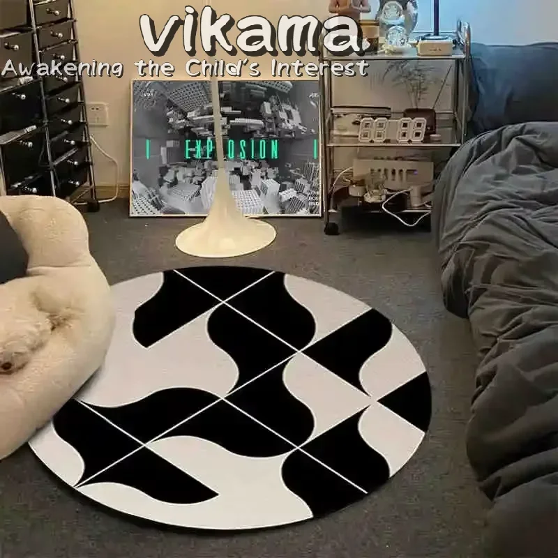 Vikama Snooker Black 8-ball Winter Warm Cushion Carpet Living Room Sofa Study Bedroom Dirty-resistant Washable Doormat