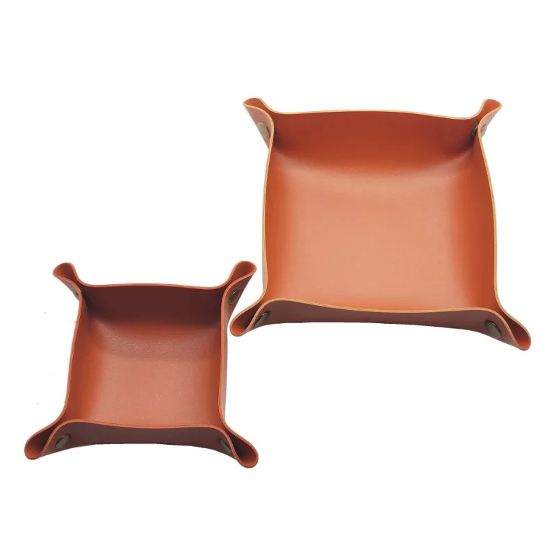 1pc 25cm/9,84in Leder Ablage Würfel Box Münze Desktop Schmuck Box Make-Up Schlüssel Tablett DIY Haushalt falten Tablett Lagerung Fall – Detail 6