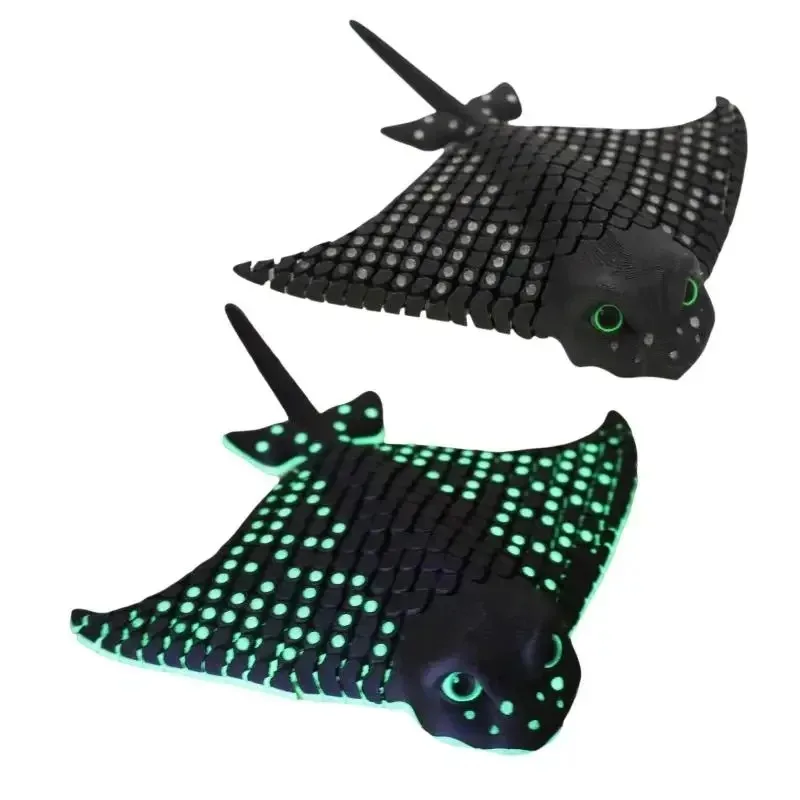 1 Stück Aquatisches Tier Bionische Desktop-Dekoration 3D-Gedrucktes Leuchtendes Mantarochen-Stachelrochen-Spielzeug Flexibles Meereslebewesen Geschenk – Detail 5