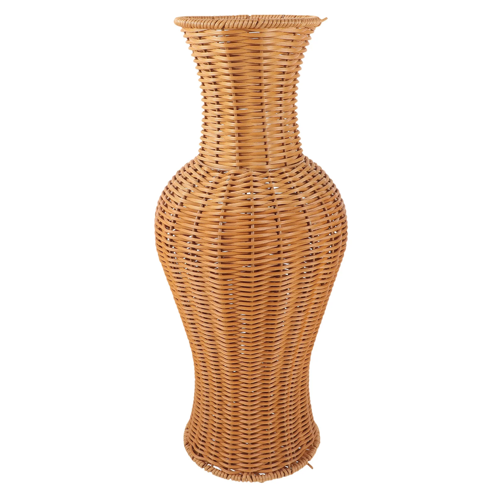 

Imitation Rattan Floor Woven Plastic Flower Vase Tall Decorative Vase For Home Office Wedding Decoration Simple Neutral