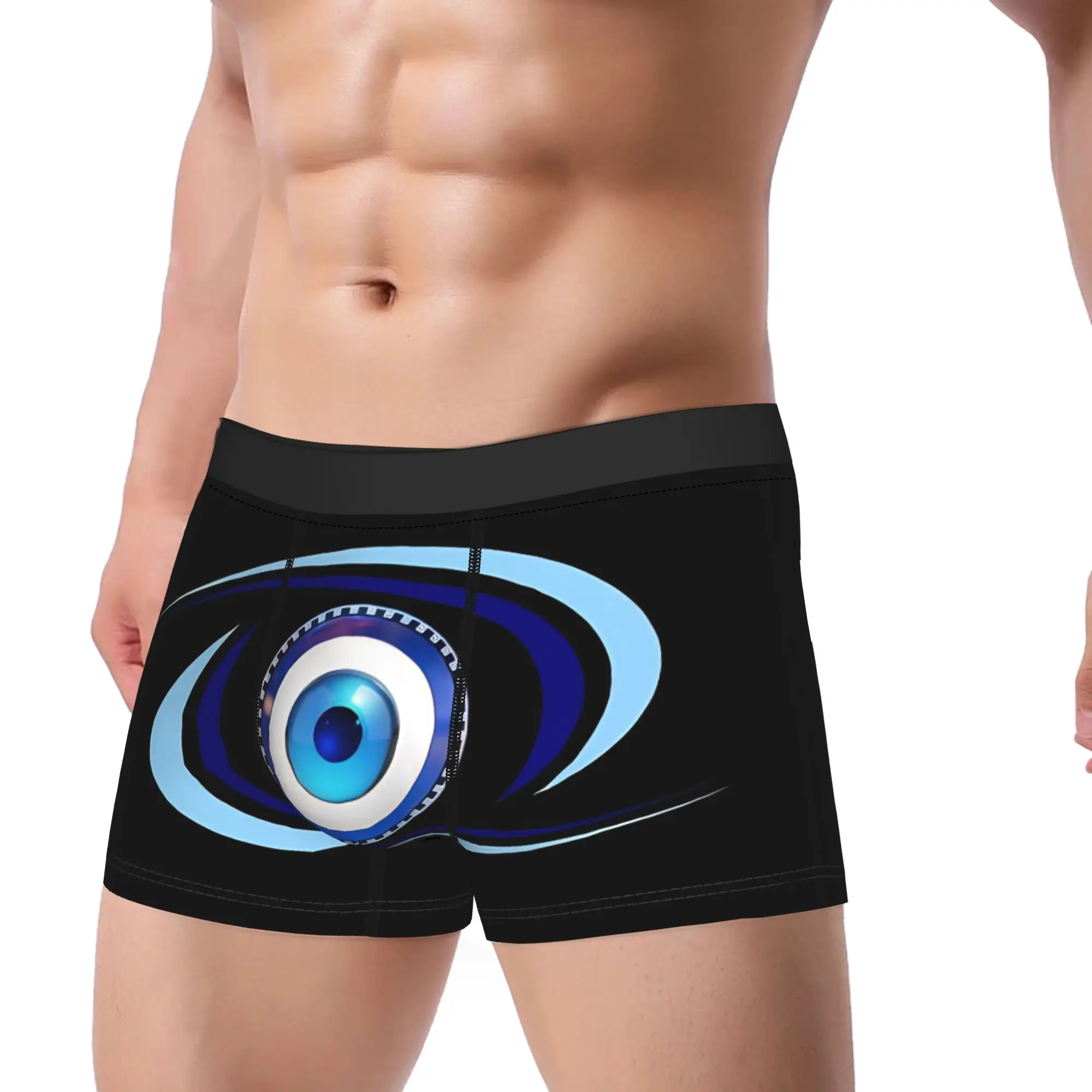 Mati Evil Eye Light Blue Greek Keys Underwear  Men Boxer Brief Comfortable Trunk Hot Sale Custom DIY Plus Size Panties