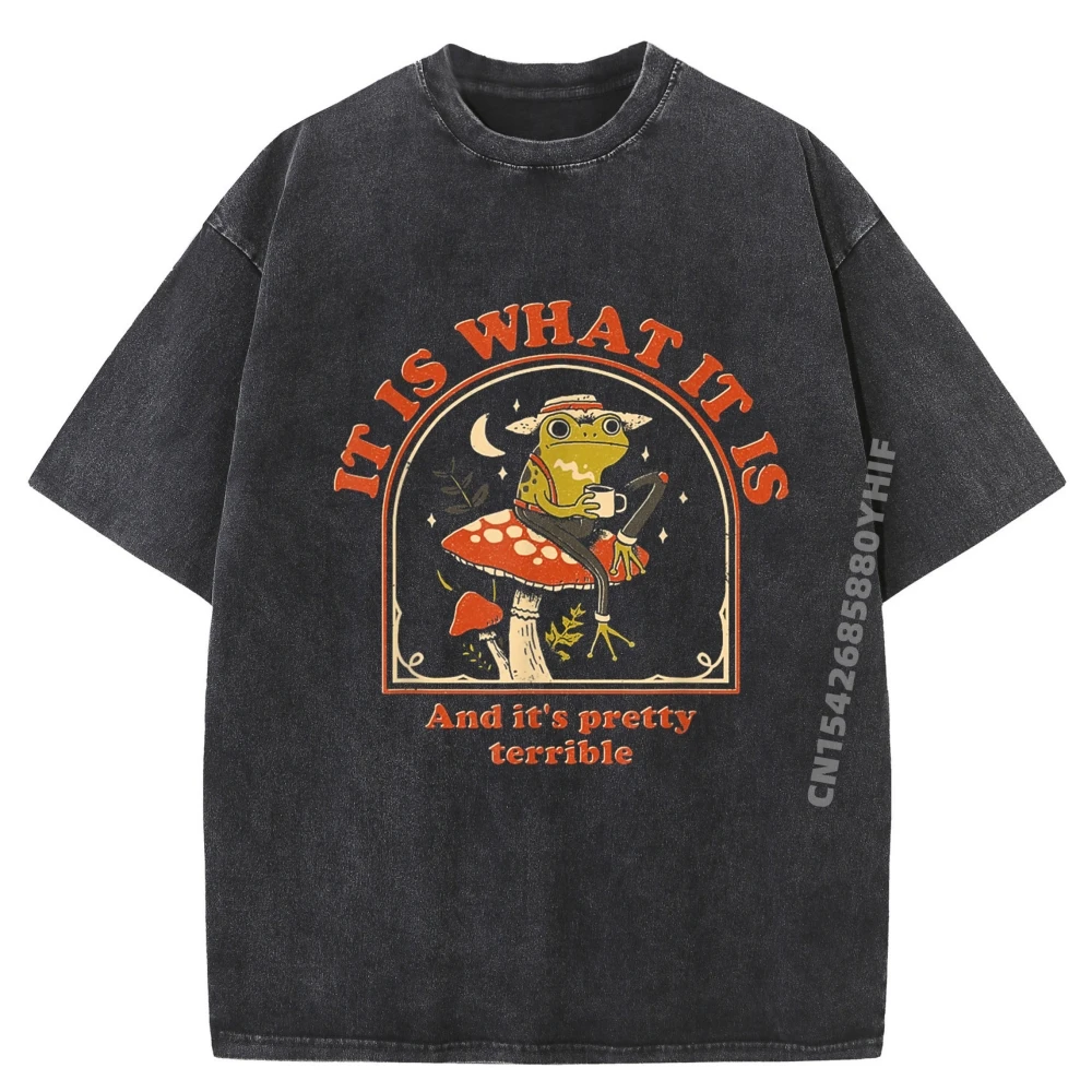 

It Is What It Is Men T-shirt Vintage T Shirt Mens Fashionable And Trendy Washed Clothes Men Graphic Tees