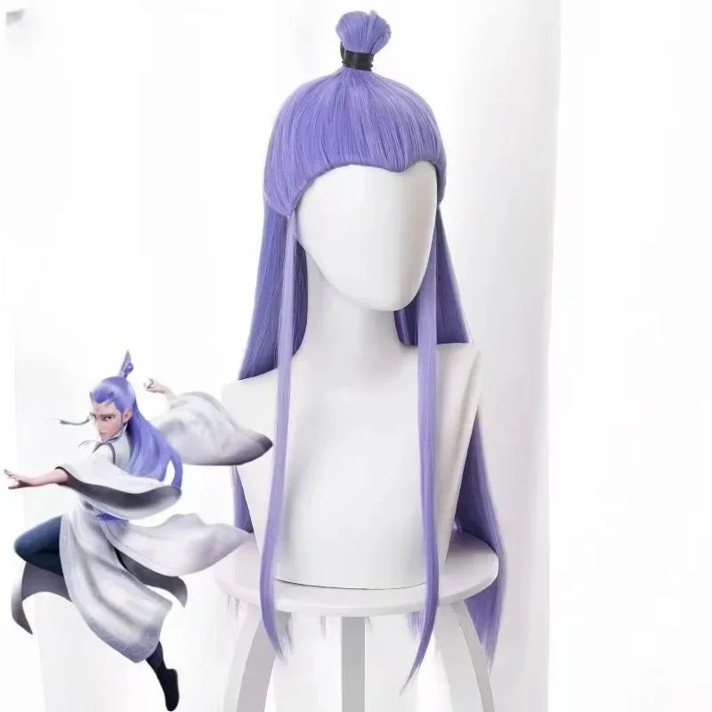 

ff34Nezha 2, принц дракона, оранжевый, светло-голубой синтетический длинный прямой аниме Coser, парик высокого качества для вечеринки на Хэллоуин