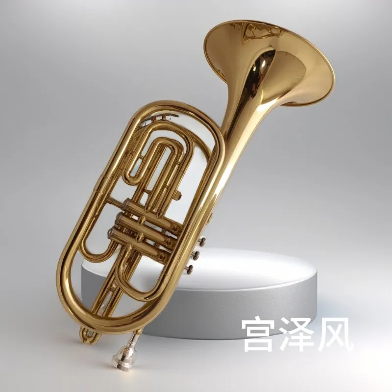 Gold Lacquer B Upright-key Piston Three-valve Marching Trombone for Band Use