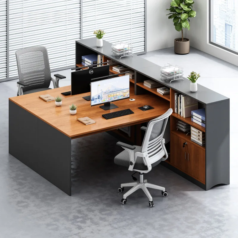Desk staff, desk and chair combination, simple modern office computer desk, four people, screen card seat, double staff seat