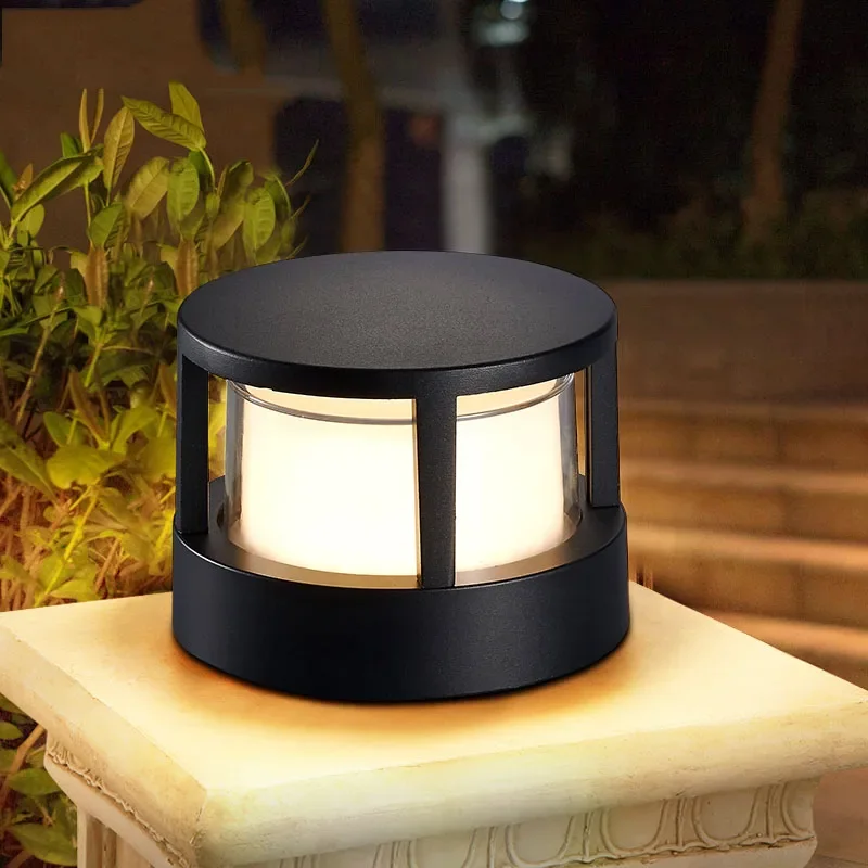 Thrisdar 7W 12W Outdoor Garden Post Pillar Light AC85V-265V Landscape Pathway Lawn Light Chapiter Column Bollard Light