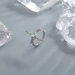 1 Pcs Zircon Cross Star Ear Clip Earrings For Women Girls Fashion Ear Cuff Ear Party Silver Color Jewelry Gift