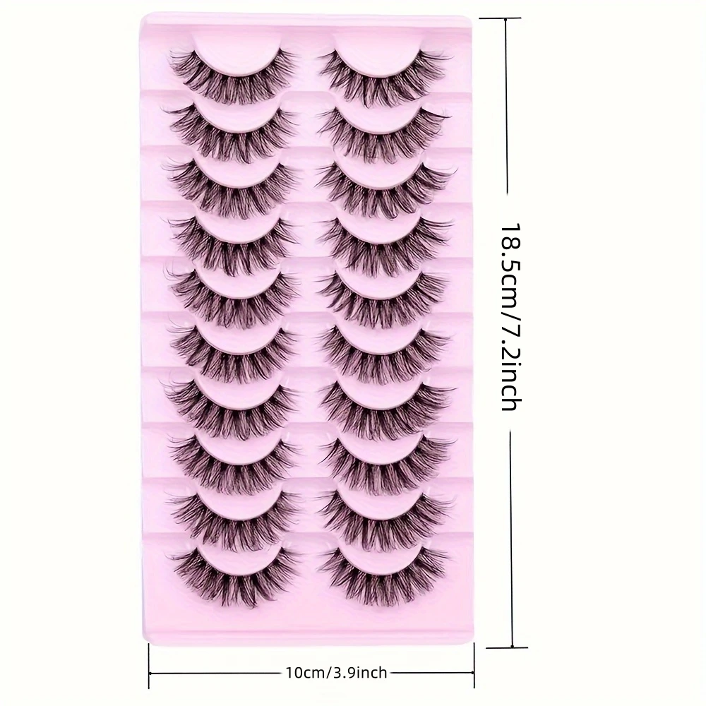 False Eyelashes 10 Pairs Natural Look Fluffy Thick Lashes With Clear Band Soft Fake Eyelash