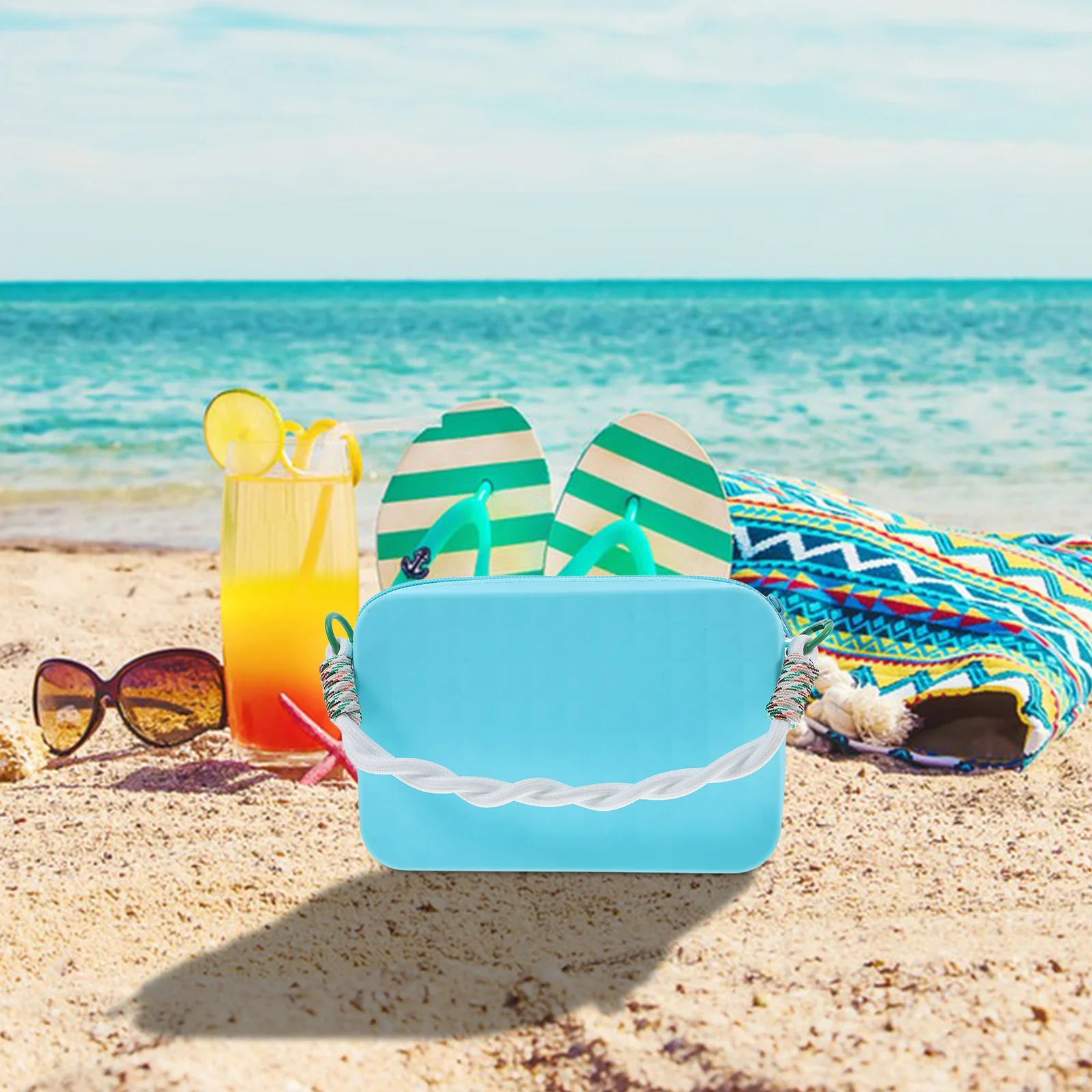 

Silicone Phone Holder Beach Tote Hanging Bag Key Organizer Sunglasses Pouch Summer Beach Accessory Organizer Travel Makeup Brush