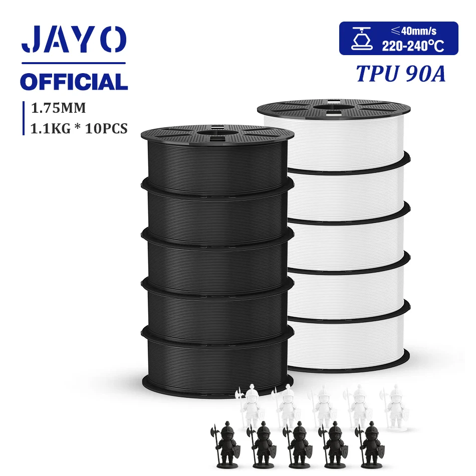 Filamento per stampante 3D JAYO TPU 90A, 1,75 mm, filamento 3D flessibile per stampanti 3D FDM, filamento TPU 90A ad alta elasticità.