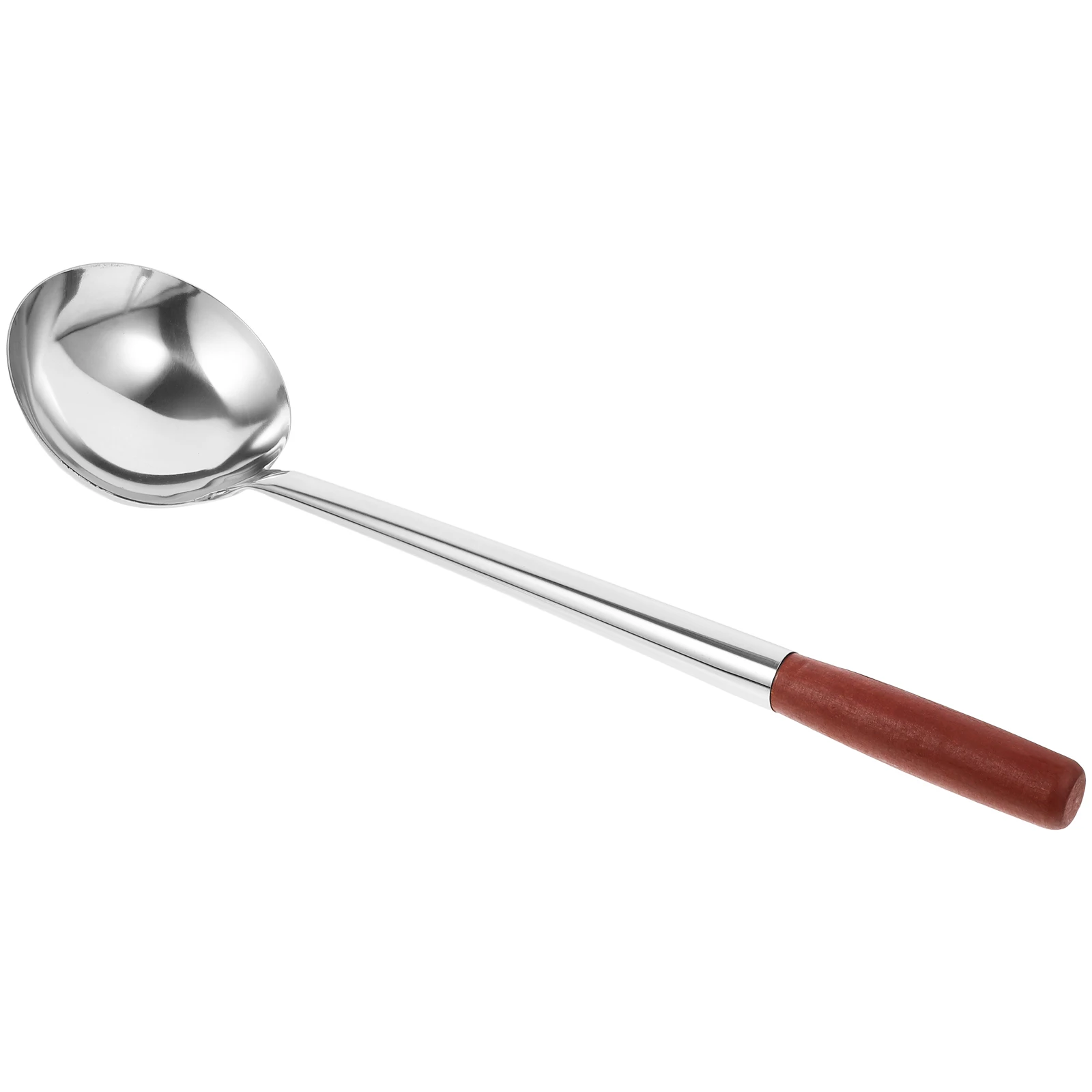 

Stainless Steel Wood Handle Cooking Spoon Long Handle Rice Ladle Soup Spoons Kitchen Gadgets Easy Clean Cookware