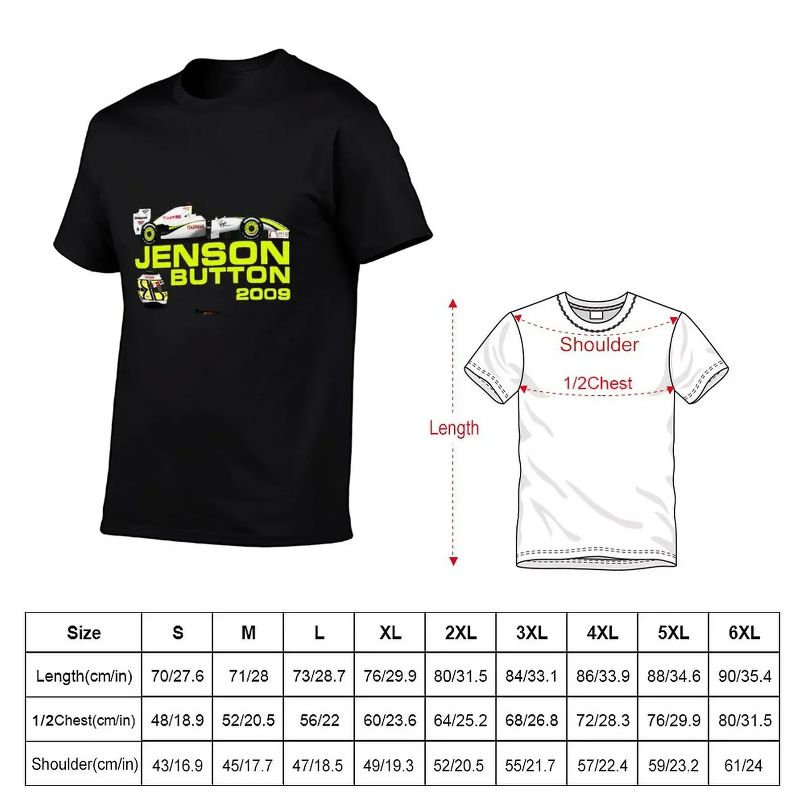 Jenson Button - Brawn BGP001 - 2009 World Champion T-Shirt korean fashion graphics graphic shirts cotton t shirt men