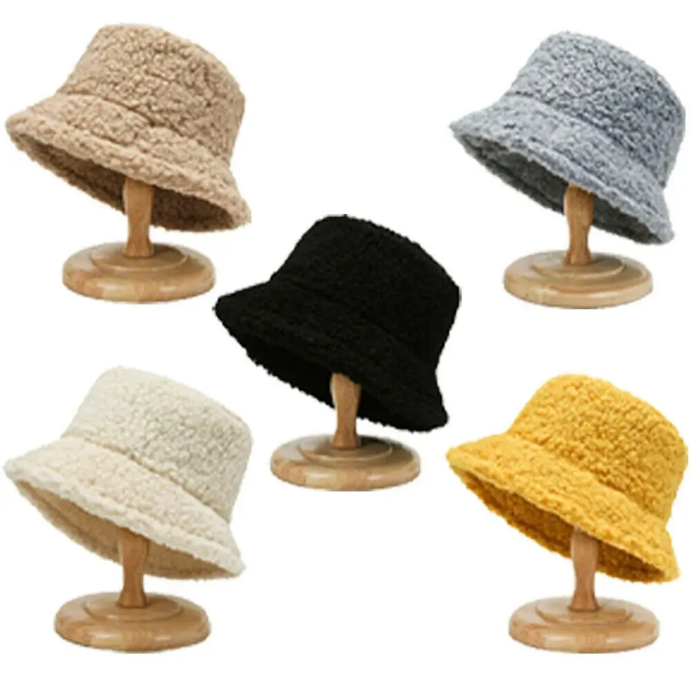 Outdoor Lamb Wool Casual Warm Sun Cap Fisherman Cap Panama Hat Bucket Hat