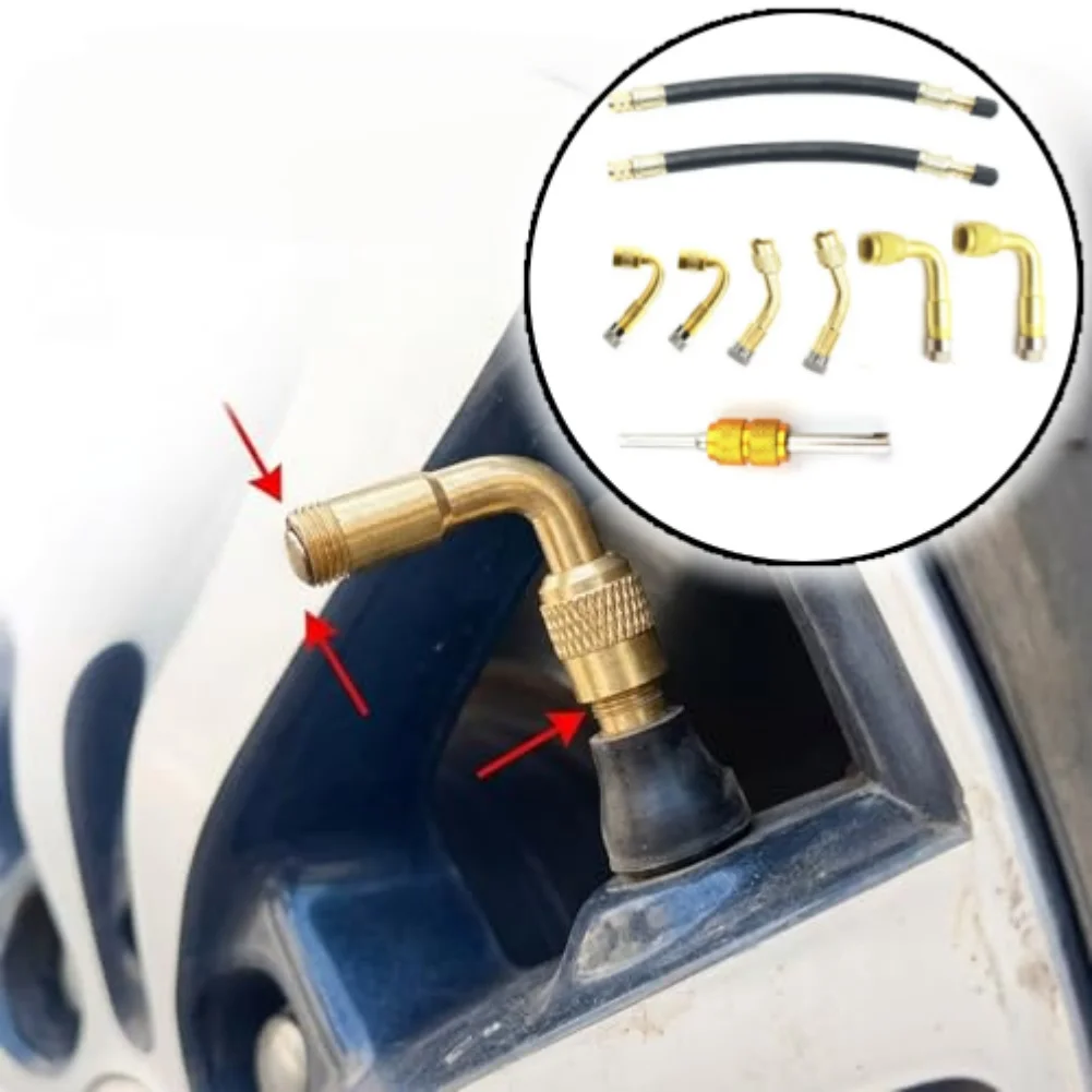 

9PCS Brass Tire Extension Set Metal Inflation Adapter For Car & Unicycle Tire Maintenance And Pressure Checks