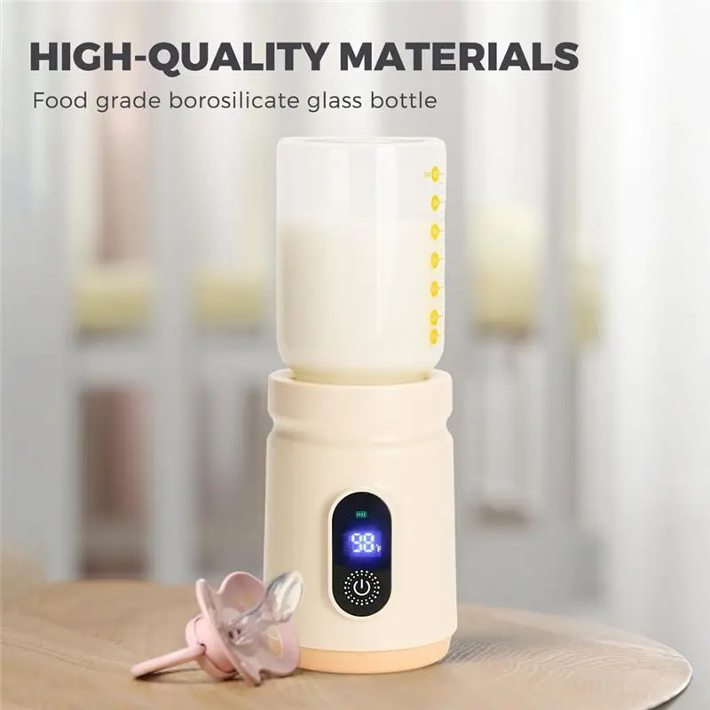 Portable 4500Mah Baby Bottle Warmer With Fast Heating Leak-Proof Design, 4 Temp Settings Safety Milk Warmer For Baby