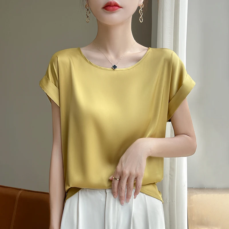 New O-Neck Silk Camisole Ladies Thin Vest Satin Loose Outer Sleeveless Top Summer Suit Insid Sling Mulberry Silk Bottoming Shirt