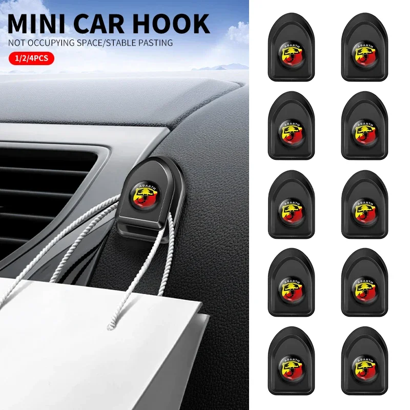 

4pcs Car Mini Paste Hook Simple Strong Hooks For Abarth Cabrio Italia 124 Spider 595 500 695 500C 5CC 695C 600 Zerocento Punto
