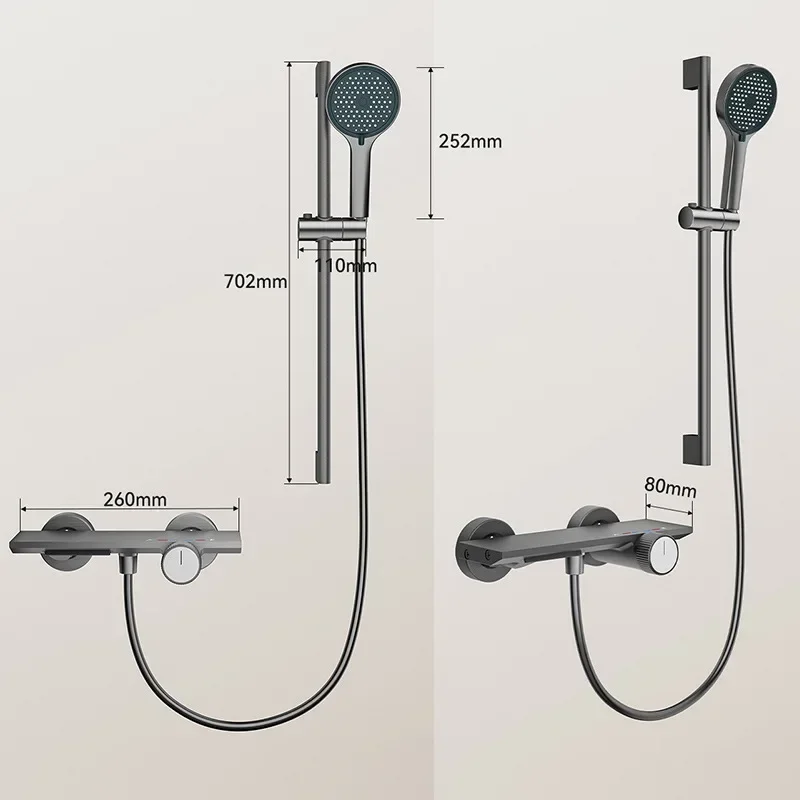 Two Ways Water Outlet Knobbed Simple Shower Set Wall Mounted Rainlfall Pressurized Hot Cold Shower Faucet System for Bathroom