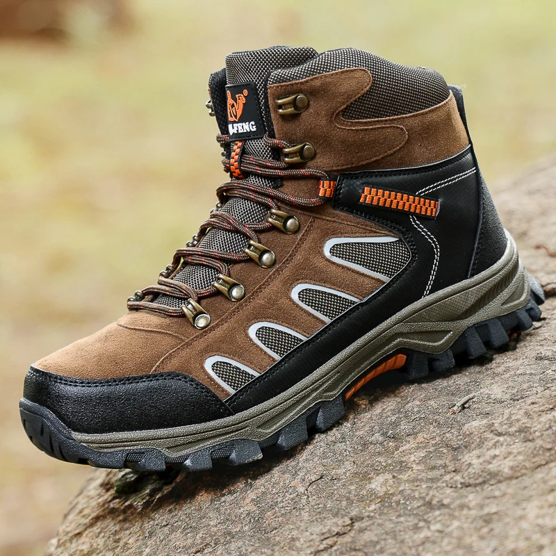 

Outdoor Hiking Shoes Men Shoes Anti-slip Warm Comfortable Plush Breathable Ankle Boots Men Lace-up Casual Sneakers Men