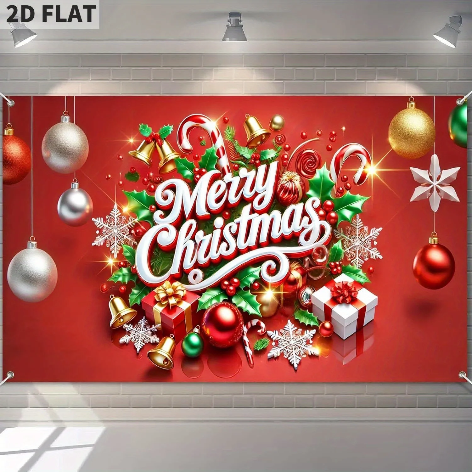 

Merry Christmas Banner Christmas Tree Holiday Banner for Front Door Wall Party Decoration Indoor Outdoor Photo Backdrop Holiday