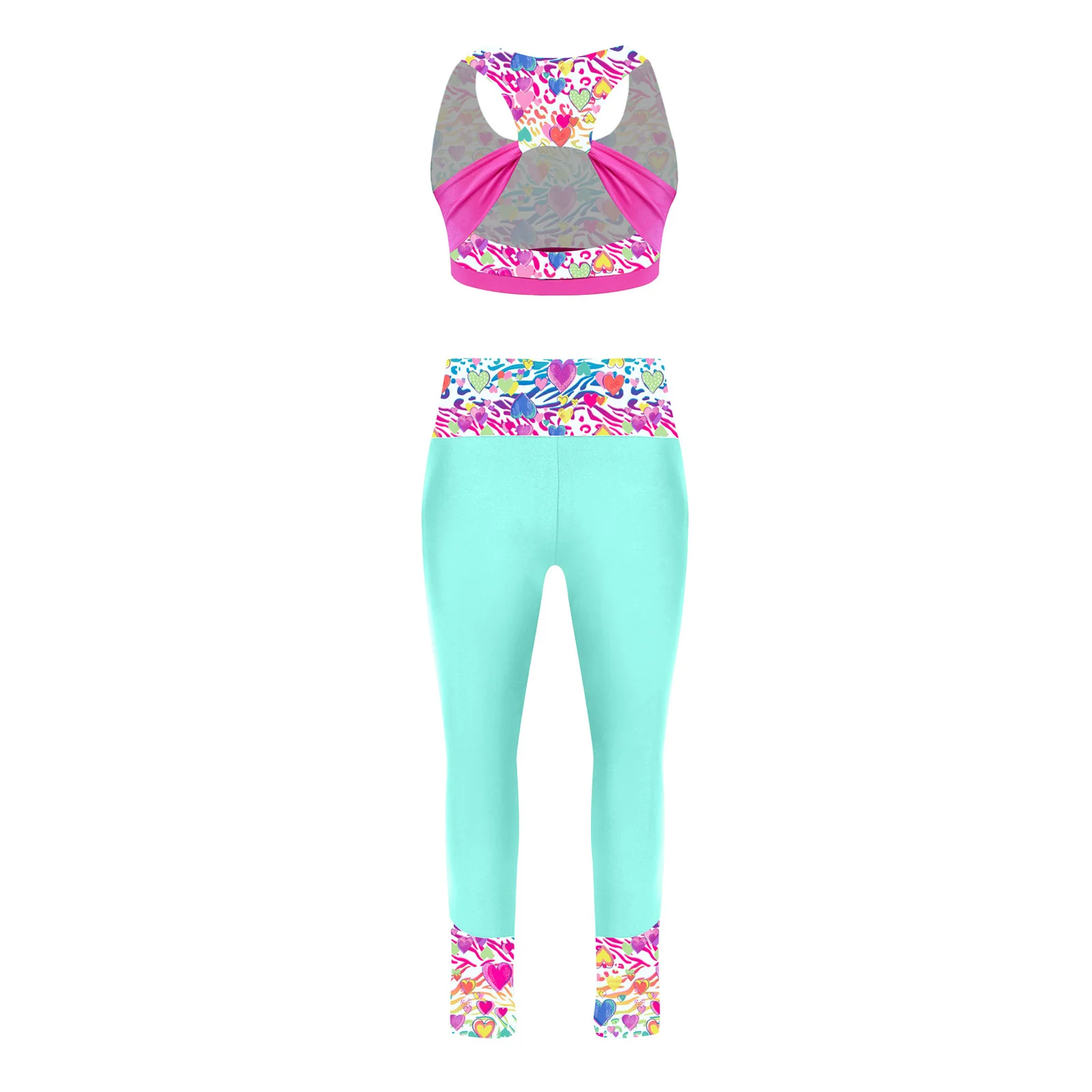 Set sportivo da yoga per bambini da 2 pezzi per ragazze ciclismo corsa allenamento fitness abbigliamento tuta sportiva tuta gilet senza maniche con leggings