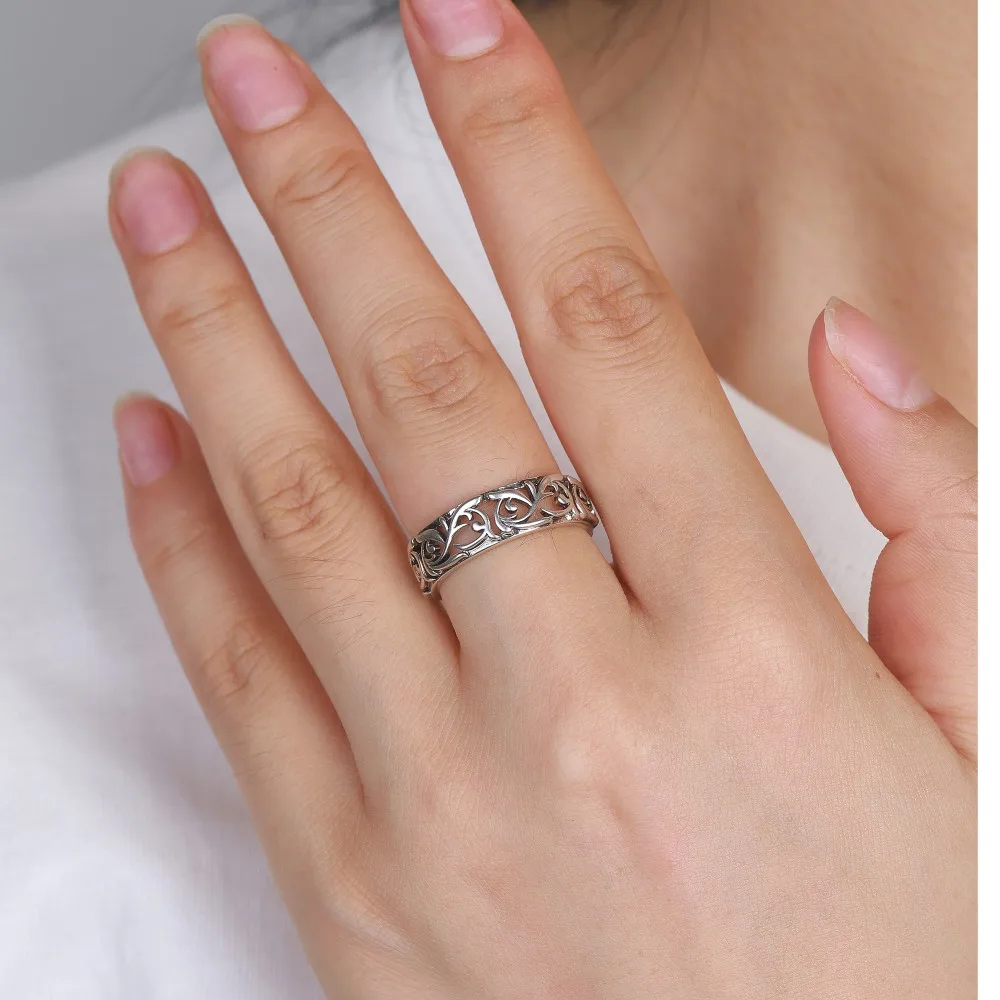 S925 Sterling Silver Rattan Pattern Fashion Ring For Women And Men Daily Wear Vintage Lucky Jewelry