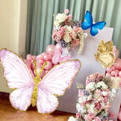 Pink Butterfly Cutout Mosaic Board Glitter Gold Pink Butterfly Cutouts for Baby Shower Butterflies Birthday Theme Backdrop Decor