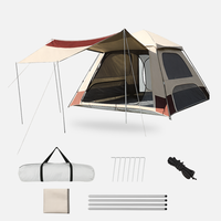 8-10 people pop-up camping tent with awning - waterproof family outdoor shelter