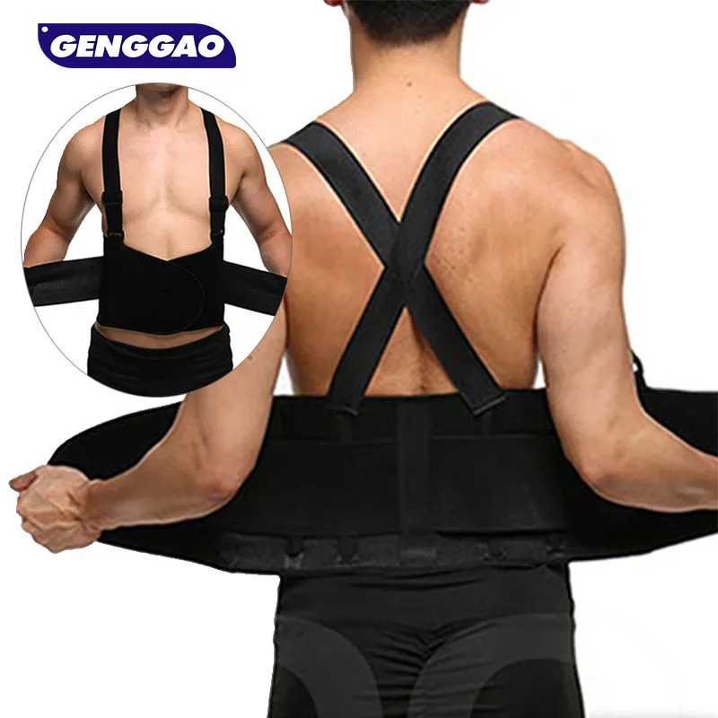 

Adjustable Waist Support Belt, Industrial Work Back Brace, Medical Lumbar Fitness Weightlifting Back Belt with Shoulder Straps