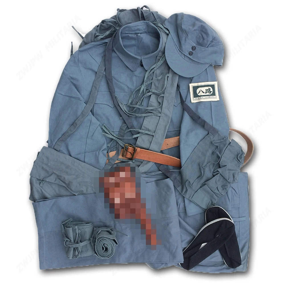 uniforme-de-l'armee-de-route-de-lecture-chinoise-kit-complet-d'equipement-veste-pantalon-ceinture-en-cuir