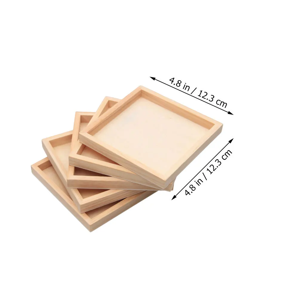 5pcs Puzzle Tray Wooden For 3D Block Storage Unfinished Wood Organizer Sorting Tray Kids Puzzle Game Mat Accessory