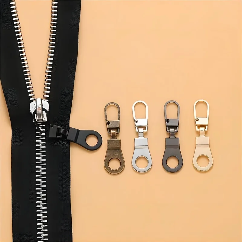 5 Pack Metal Zipper Pull Tab Replacement Detachable DIY Keychain Pendant for Bags Jackets Shoes