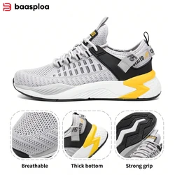 Baasploa New Running Shoes Men Casual Mesh Breathable Lace-up Sports Shoes Male Outdoor Lightweight Non-Slip Sneakers ﻿