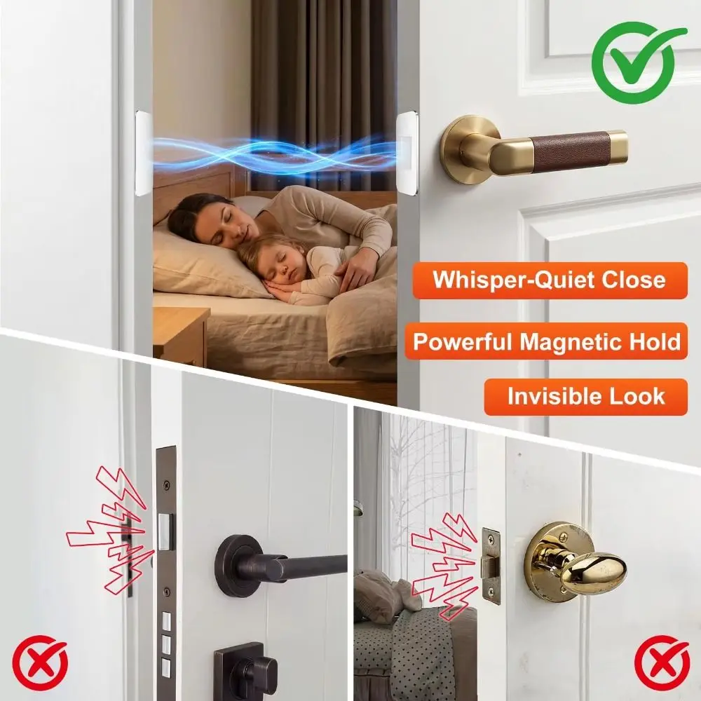 4 Set Ultra-Thin Magnetic Cabinet Door Catch Stainless Steel Self-Adhesive Drawer Magnet Strong Magnetic Quiet Closure