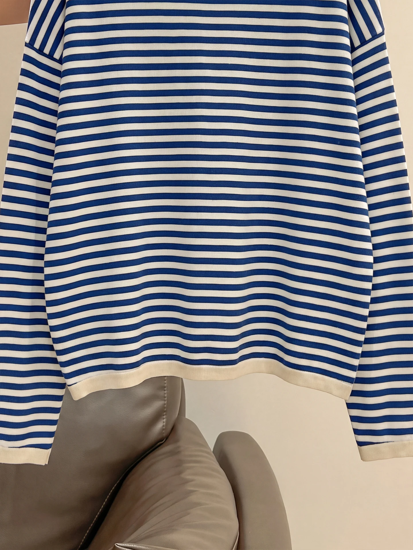 Loose Fit round Neck Sweatshirt Women's Casual Long Sleeve Striped Color Block Style Korean Fashion Autumn New Arrival