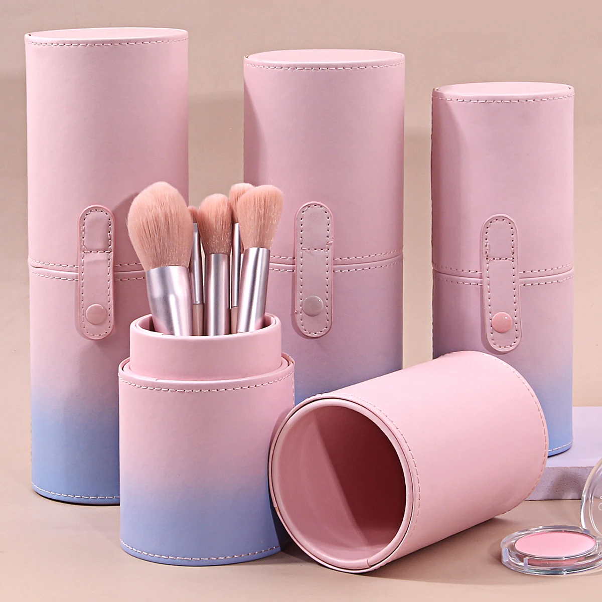 

Портативное ведро для хранения кистей для макияжа из искусственной кожи большой емкости, пыленепроницаемое с крышкой, косметические инструменты, коробка для хранения косметической помады