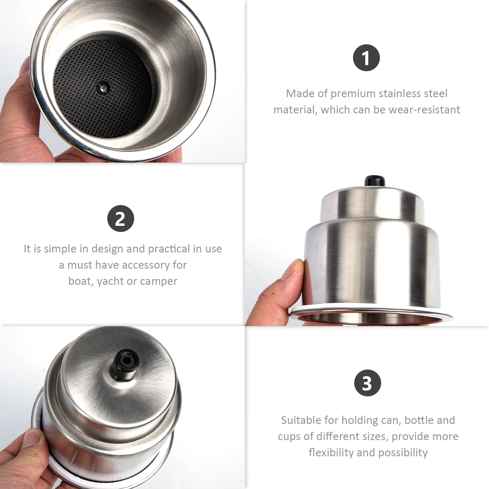 

Stainless Steel Cup Multi-Function Boat Drink Holder For Kayak Camper Durable Bottle Holder Wear-Resistant Design Professional