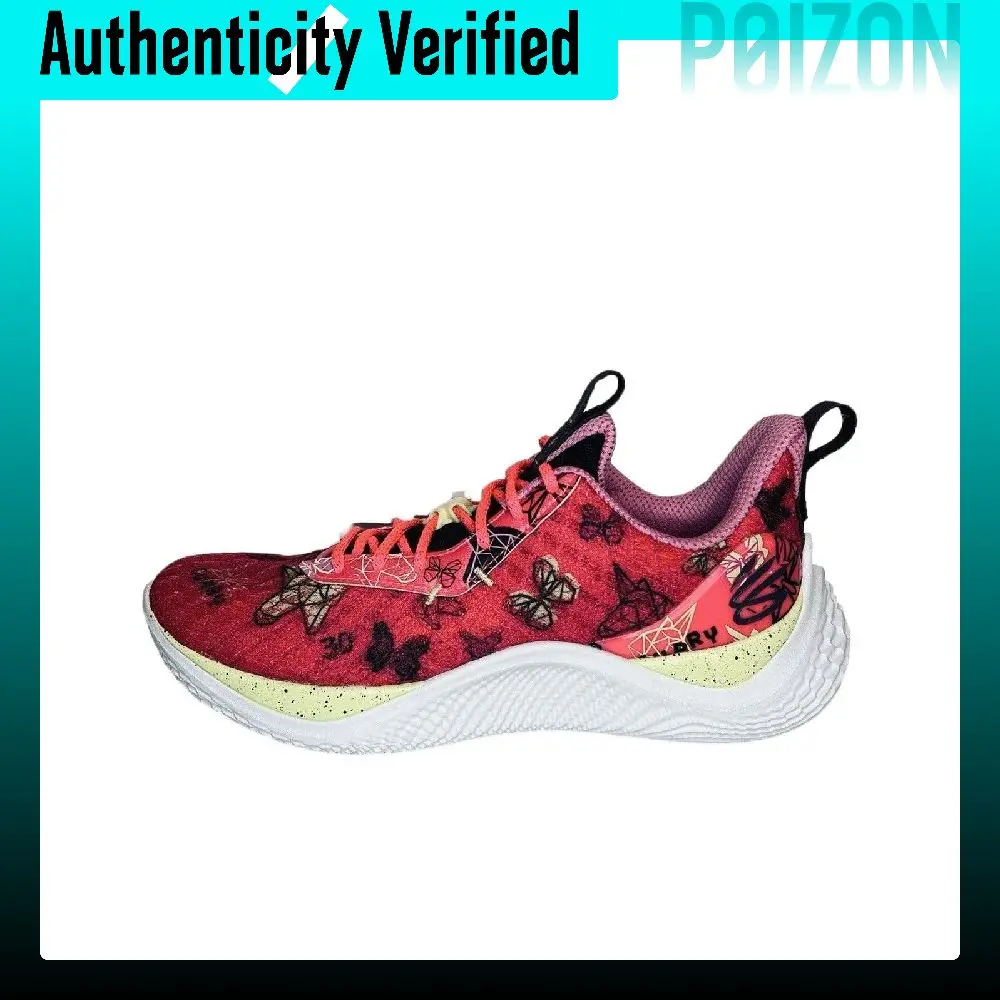 Under Armour Curry 10 Girl Dad Fabric Low top Basketball Shoes Men's Red White Yellow 3026273-602