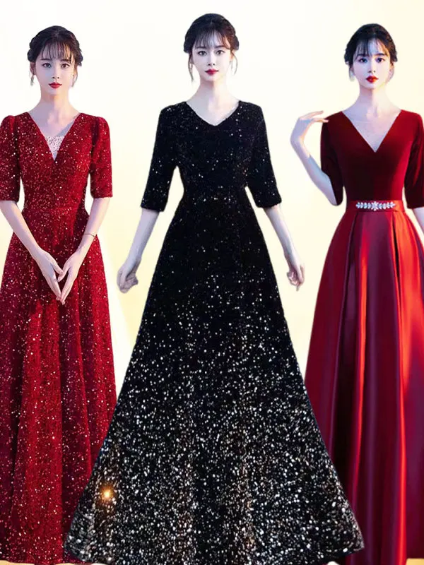 Vestidos de Coro Color Vino Tinto para Mujer, Falda Larga, Vestido de Noche para Cr Canciones s, Disfraces para upo...