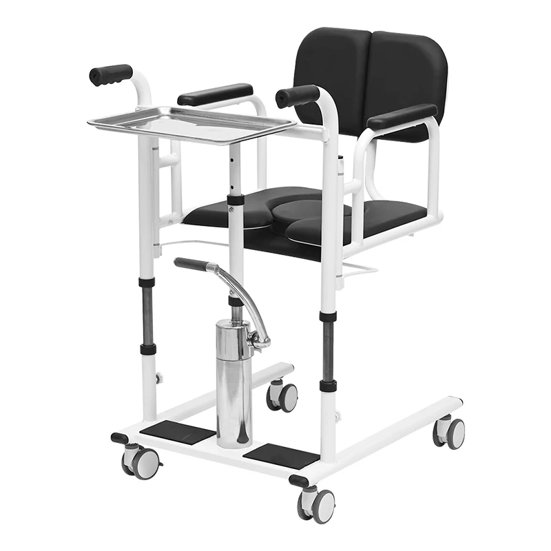 Multifunctional Manual Lift Transfer Chair Adjustable Hydraulic Moving Chair With Toilet