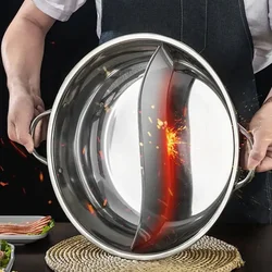 Yuanyang-olla caliente de acero inoxidable, doble división, estufa de Gas, Compatible, cocina casera