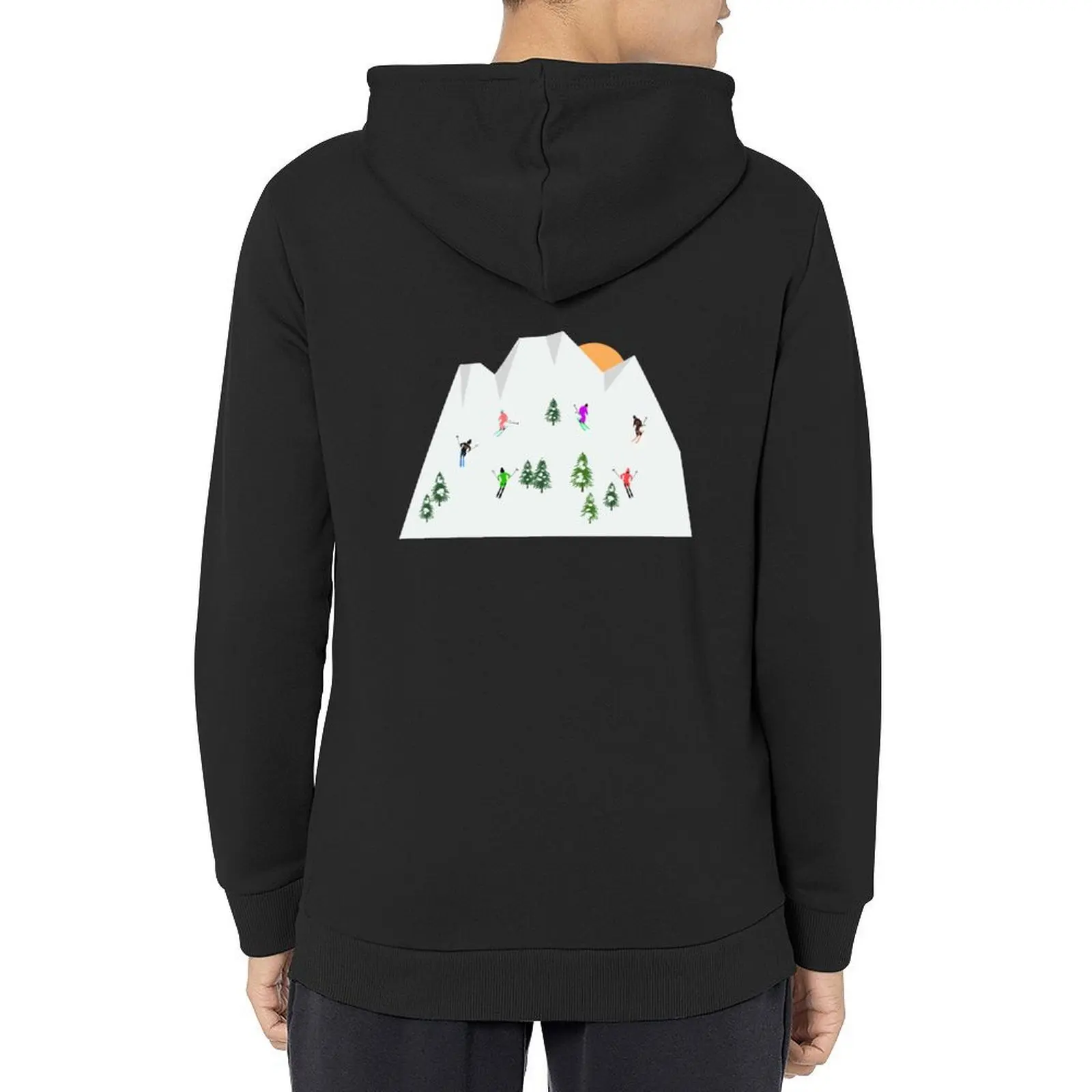 

Skiing On A Mountain Illustration Hoodie mens clothing men's autumn clothes hooded shirt men clothing autumn hoodie