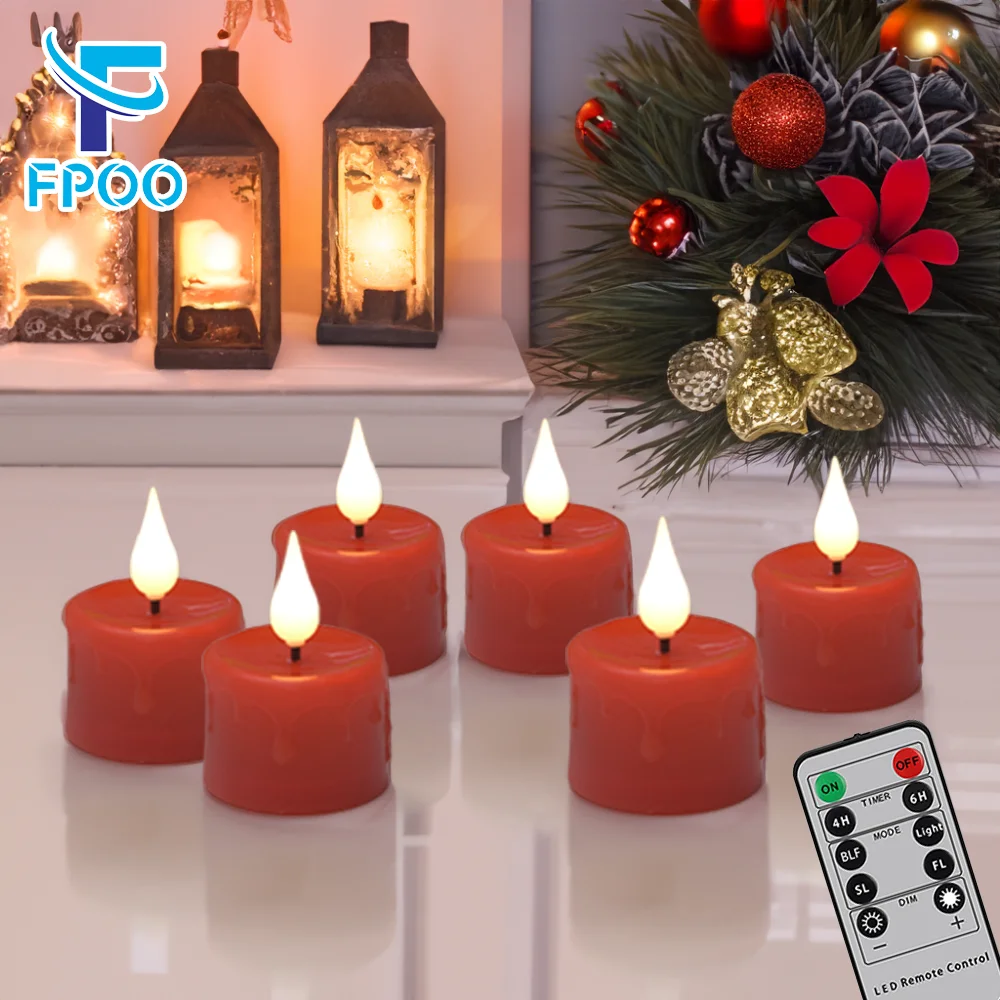 

FPOO Led Candles Set Rechargeable Timer Remote Control Electronic Flashing Flame Candle Lights For Home Decoration LED Tea Light