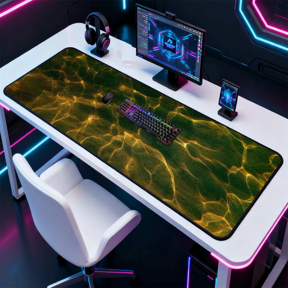 Liquid Texture Desk Mat Large Table 140x60 Golden Ripple Keyboard Mat Gaming Premium Nonslip Very Thick Mousepad 120x60 Computer