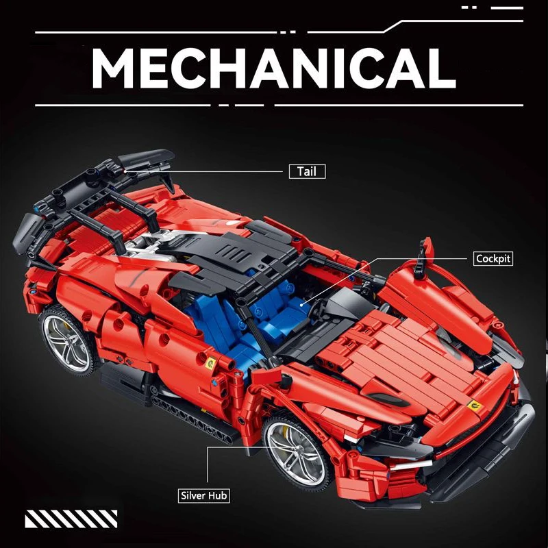 1:14 Technical Series SP3 Racing Vehicle Building Block City Remote Control Sport Car Model Bricks Toys For Kid Gift MOC