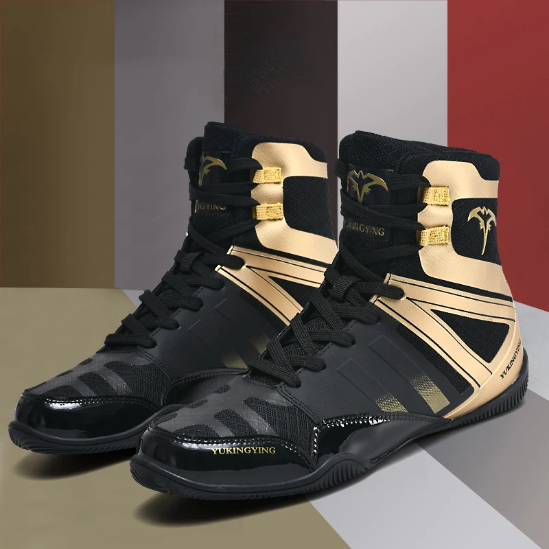 남성 프로페셔널 파이팅 복싱 신발 야외 최고 품질 오리지널 레슬링 신발 장비 스포츠 복싱 부츠 장비 스니커즈