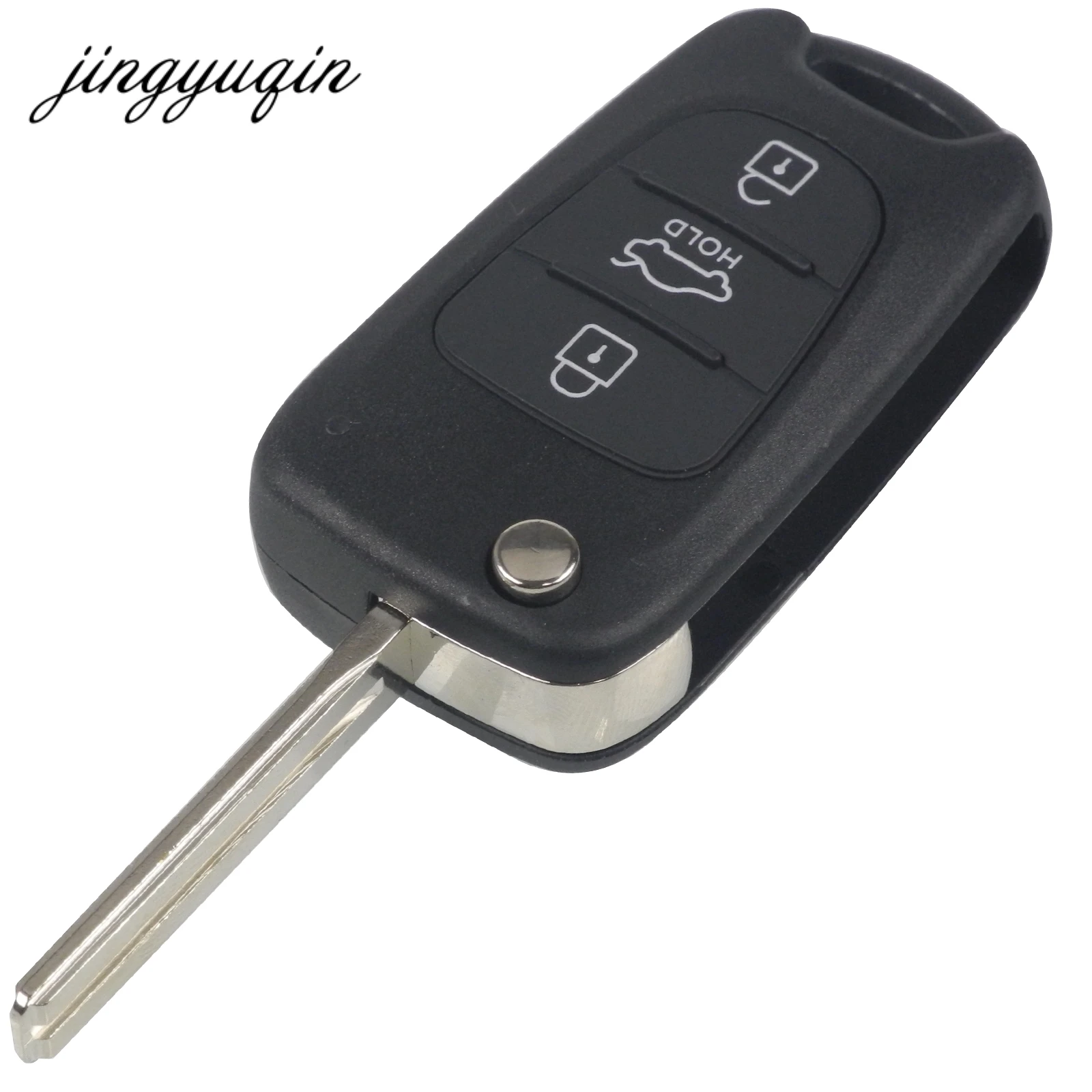 jingyuqin 10pcs Remote Flip Key Shell For KIA K2 K5 For Hyundai ix30 ix35 3 Buttons Car Folding Fob Case With Hold Button FOB