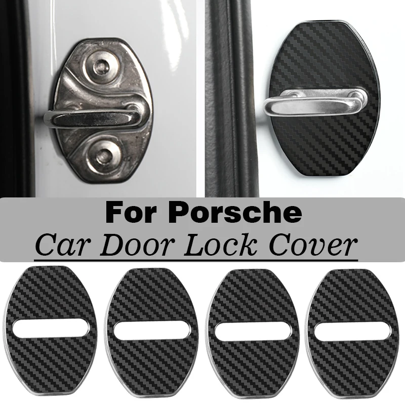

Car Door Lock Cover Stickers Metal Door Lock Protective Stickers Accessories For Porsche Macan Cayenne Panamera 718